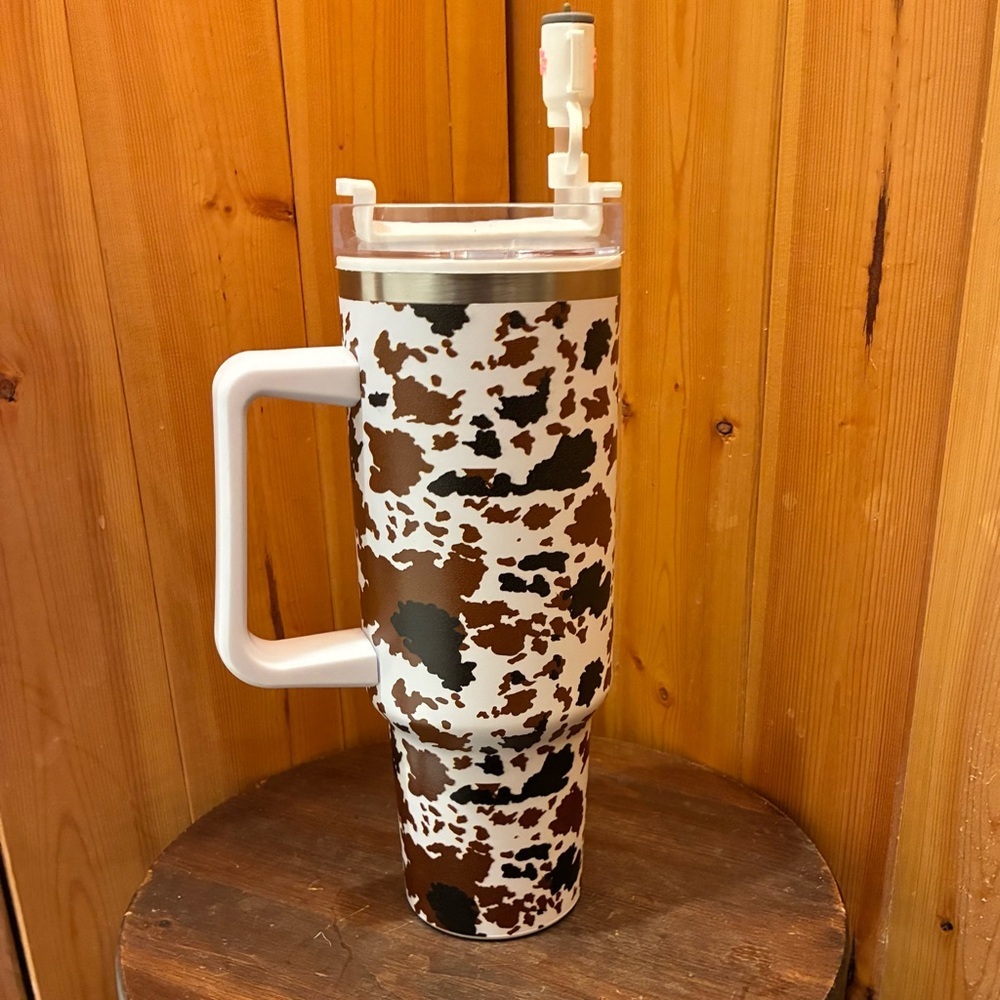 40oz Cow Print Tumbler - NEW